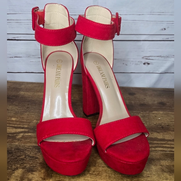 Dream Pairs Women's Red Platform Heels - Picture 2 of 8